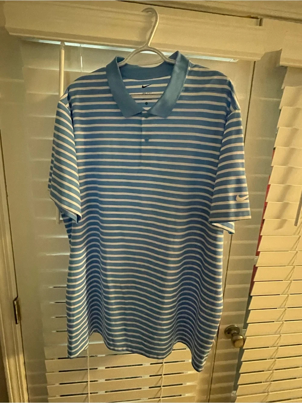 Nike Men’s Light Blue & White Striped Polo Shirt Dri fit size XXL